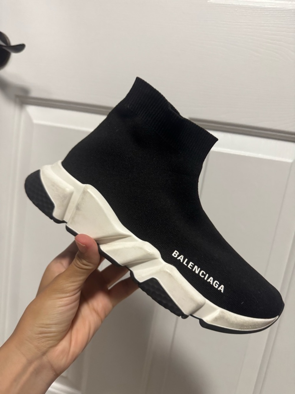 Balenciaga Black and White Speed Sock Sneakers